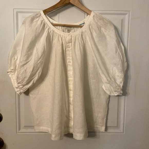 NWOT Sundance Graceful Days White 100% Linen Button Top - Picture 5 of 15